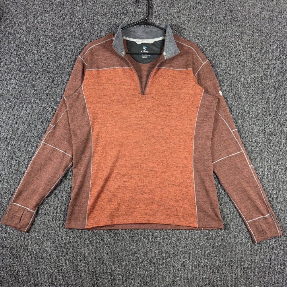 Kuhl Revel 1/4 Zip Pullover Sweater Men's L Rust Brown Outdoor Hiking Gorpcore